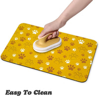 Dog Food Mat, Absorbent Water Bowl Mats Cat Pet Feeding Placemats Pink 20 * 12 inch – Essentials for Dogs - Yellow / 30"L x 17"W - image 4
