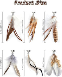 Cat Feather Toys Refills Cat Wand Replacement Feathers 6 PCS Handmade Cat Toy Feather Refills for Cat Wand Attachments Interactive Feather Cat Toy for Indoor Cats