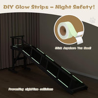 73" Dog Ramp for Bed, Pet Ramp with Removable Side Rail and Non-Slip Surface, Pet Ramp for Small & Large & Senior Dogs with Rest Platform and DIY Glow Strips,Dog Stairs for Couch, Black