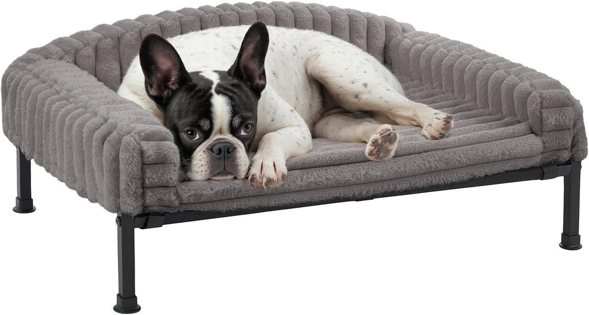 Veehoo Elevated Dog Bed with Bolster Cushion - Grey / 24.0"L x 18.0"W x 8.3"Th