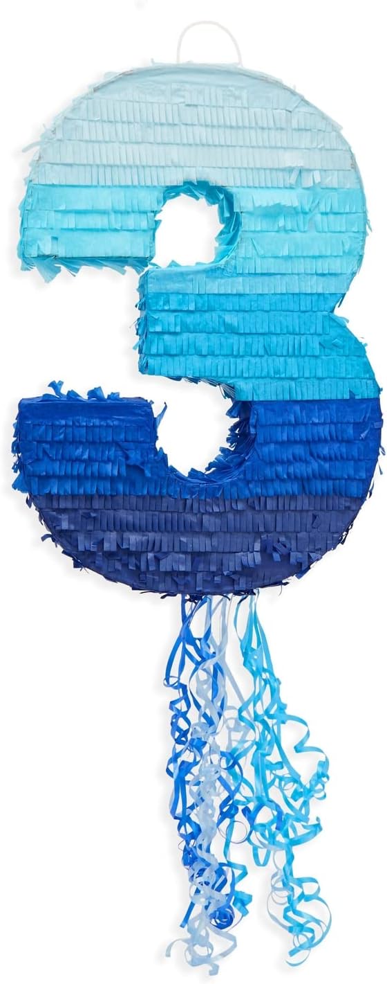 BLUE PANDA Pull String Pinata Number 5, Ombre Blue - Number 3 - image 4
