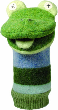 Cate and Levi reclaimed wool hand puppet, handmade dog in mixed colors, 12 inches - view 7