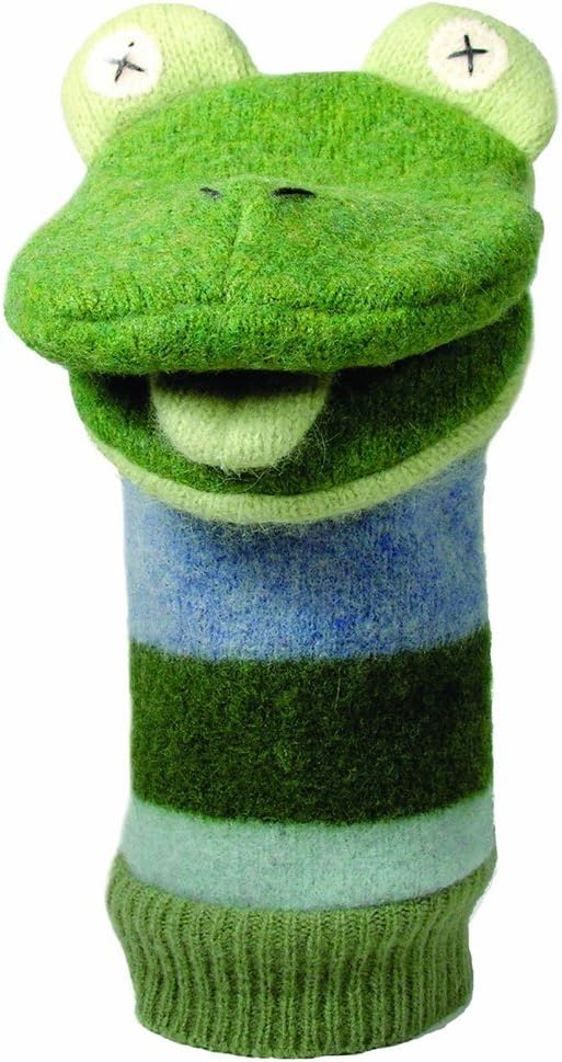 Cate and Levi reclaimed wool hand puppet, handmade dog in mixed colors, 12 inches - view 7