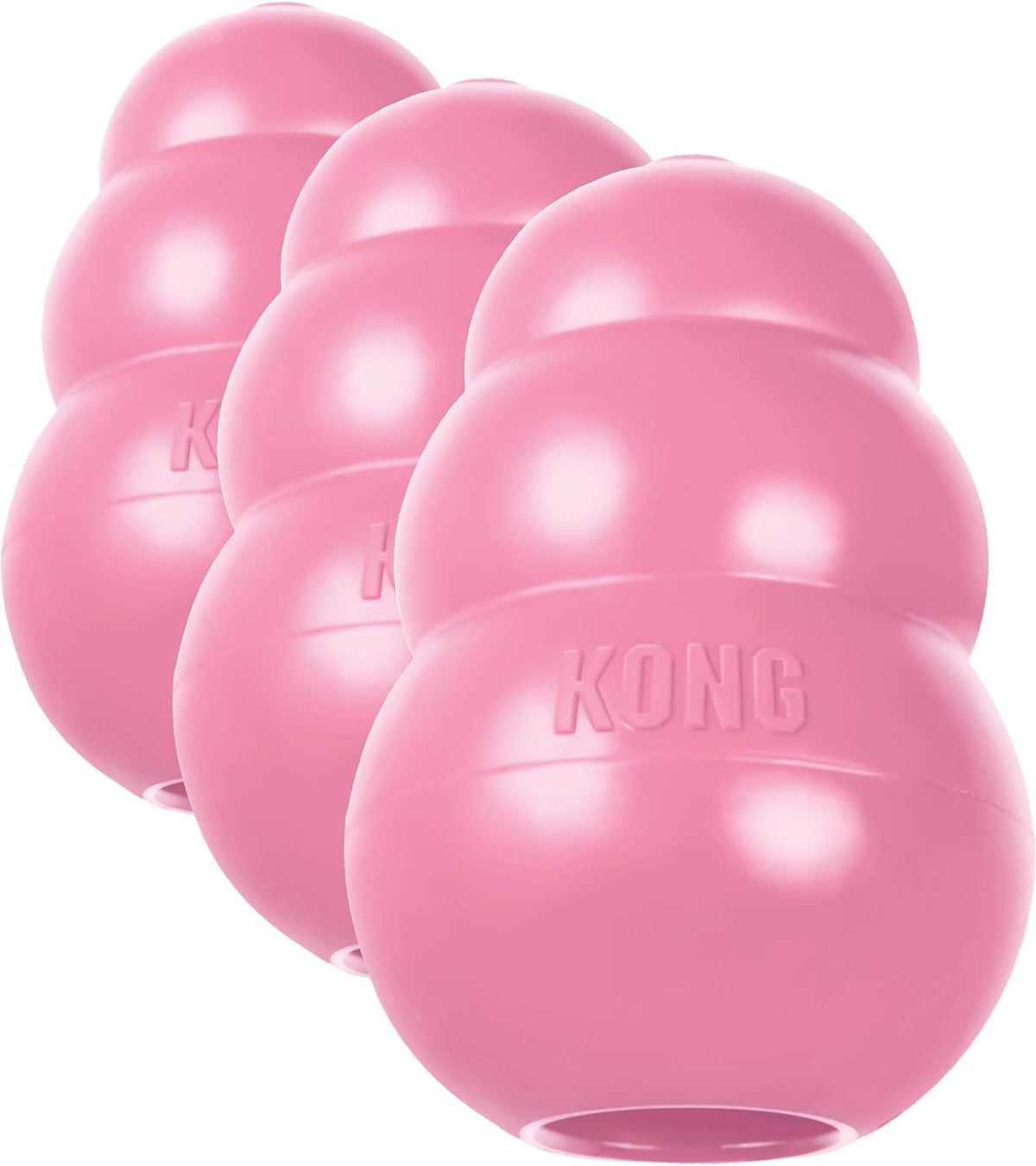 KONG Puppy, Natural Rubber Teething Chew Toy, for Small Puppies - Extra Small (Pack of 3) / Pink