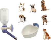 Choco Nose Patented Travel Crate No-Drip Water Bottle/Feeder and Detachable Food Dish Bowl Set for Dogs/Puppies/Cats/Rabbits and Other Small Sized Animals. 10.2 Oz. Nozzle 16mm, (C590 C607)