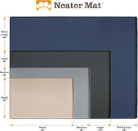 Neater Pet Brands Neater Mat Pet Mats for Food and Water, Cat & Dog Bowl Mat Waterproof Silicone, Feeding Tray, Dog Food Mats for Floors, Placemat w/Raised Edge for Under Bowls, 16” x 10”, Dark Blue