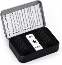 Bilywey Left Right Dice Game Set with 3 Dices + 36 Black Chips – Fun for Kids & Family - Black