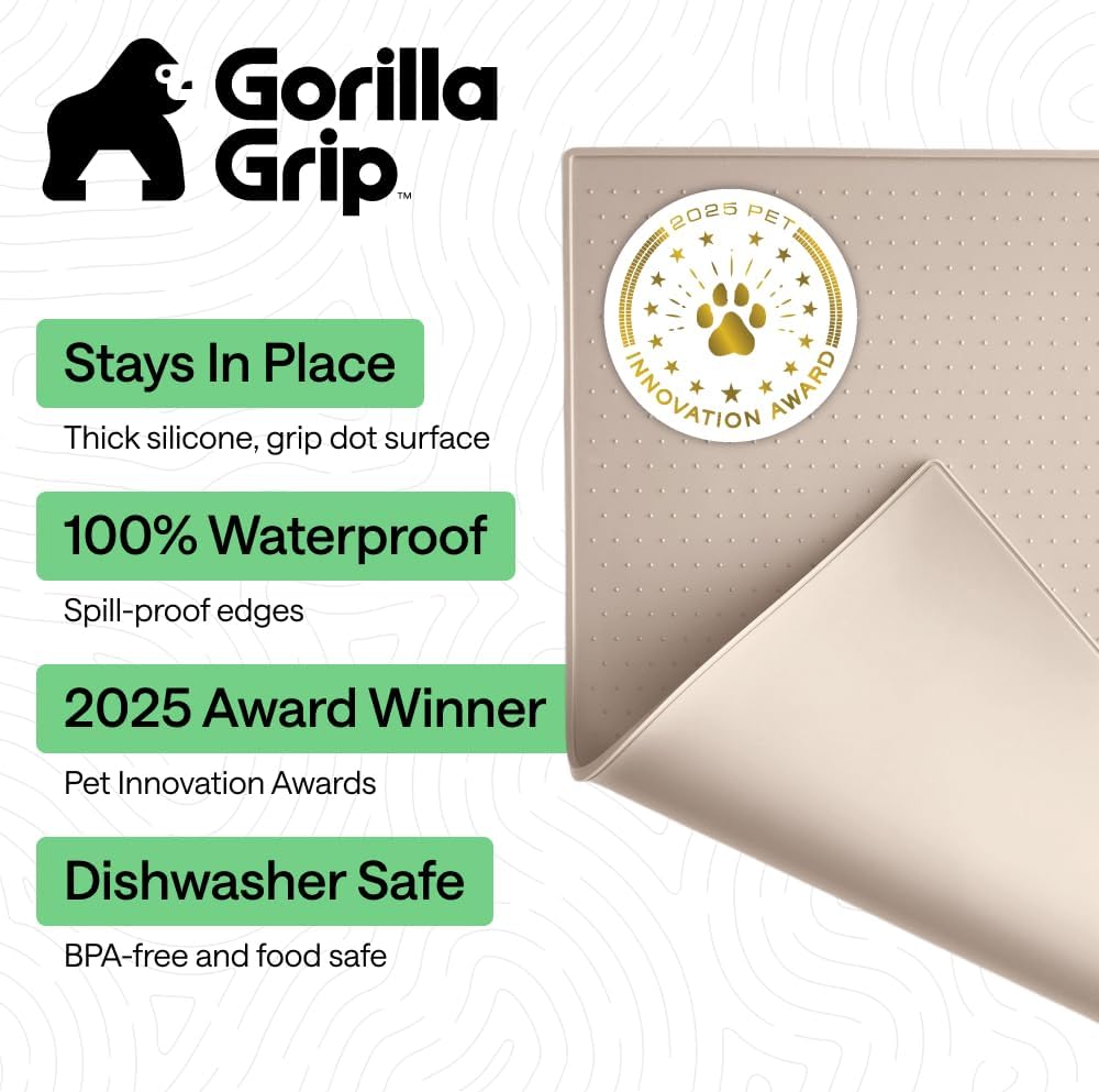 GORILLA GRIP Dog Food Mat, 100% Waterproof Silicone, 16x10 Beige – Essentials for Dogs - Cream / 26"l X 17"w - image 2