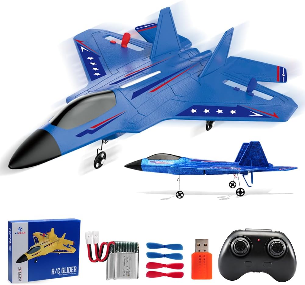 RC Plane, F22 RC Airplane Fighter Ready to Fly - Blue Kf803
