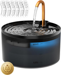Cat Water Fountain with 3-Pack Replaceable Filters - Cat fountain + 6 Filters+ 6 Sponges