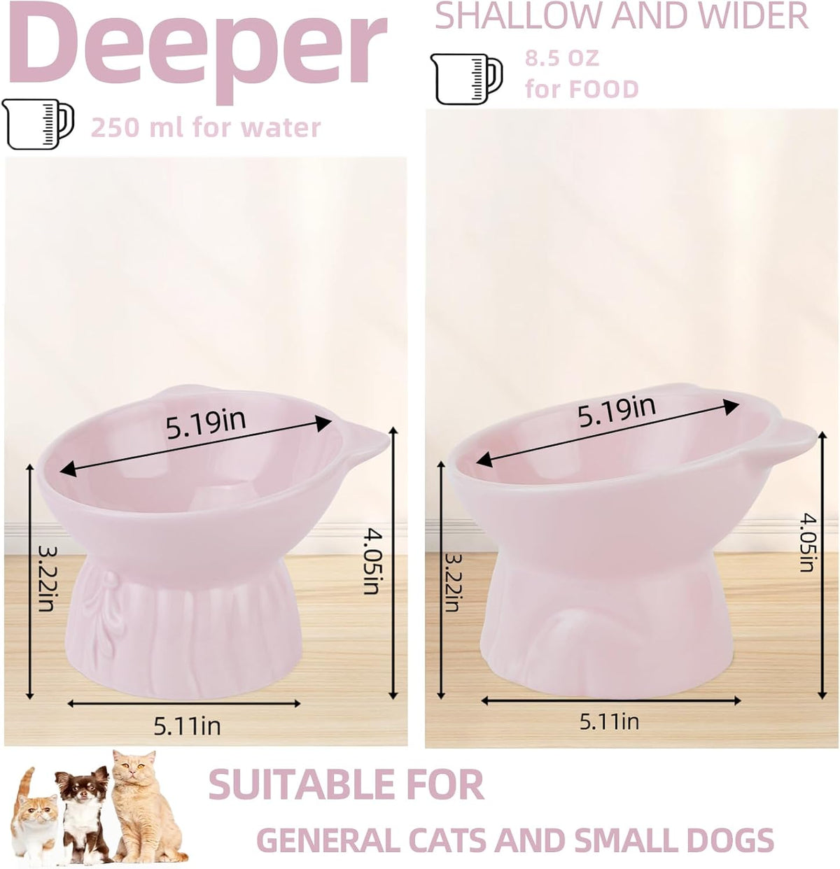 Elevated Cat Bowls 2-Pack - Pink Cat Bowls - image 2