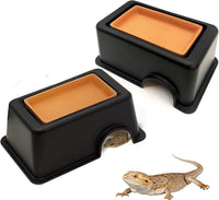 Reptile Hide Box, Humid Hideout Cave for Reptiles Snake Hide Lizards Hideaway Hut Leopard Gecko - 2 PCS