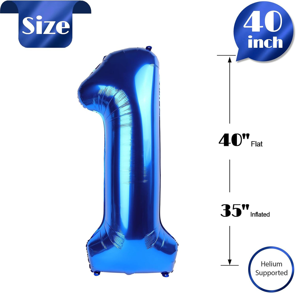 Navy Blue 1 Balloon, Number Balloon 40 Inch - Navy Blue / Number 1 - image 4