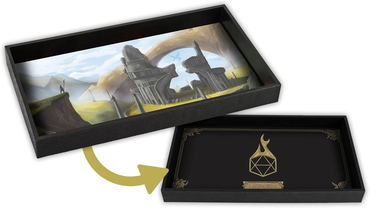 Forged Dice Co. Dice Tray 14" - Black Tray W/ Lost Outpost Mat