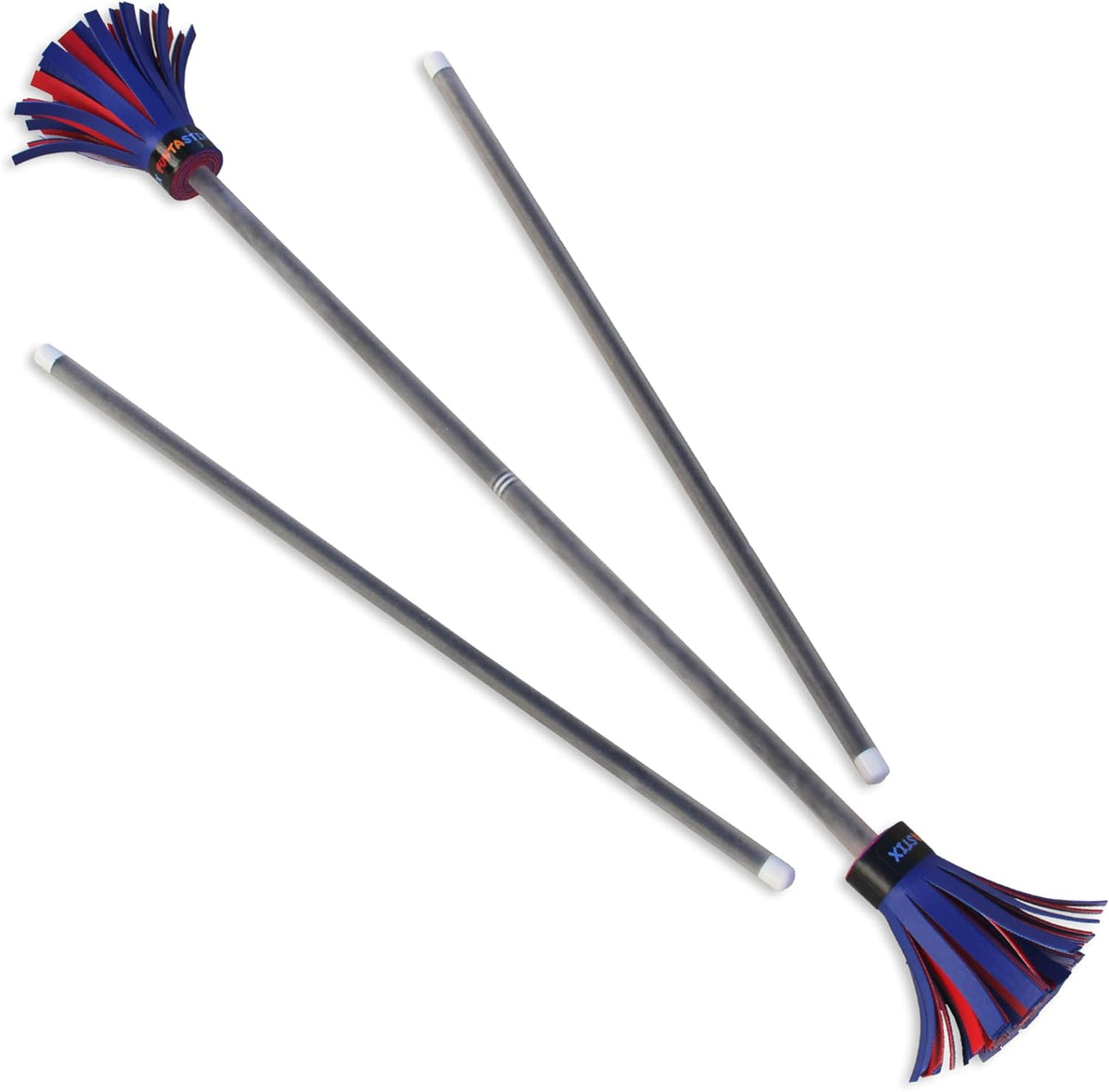 Funtastix juggling sticks by Jolly Lama, three devil sticks with rubber grips