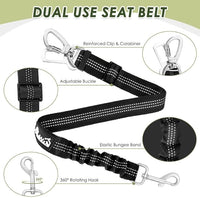 SlowTon Dog Seat Belt Harness for Car, Dog Car Harness Adjustable Mesh Breathable & Dog Seatbelt Safety Tether with Elastic Bungee for Small Medium Large Pets(Green, Double Clip, S)