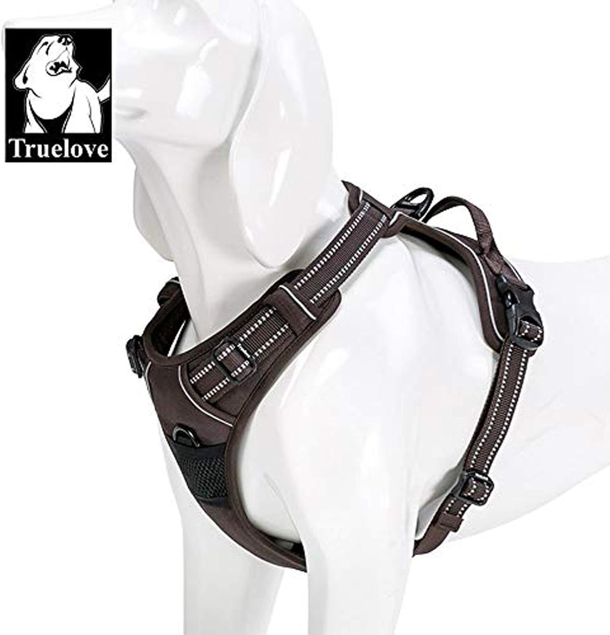 TRUE LOVE Adjustable No-Pull Dog Harness Reflective Pup Vest - M / Brown - image 4