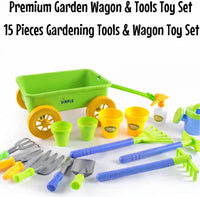 Dimple Garden Wagon & Tools Toy Set, Kids Gardening Set - Green - image 2