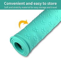 Ptlom Pet Placemat for Dog and Cat, Waterproof Non-Slip Silicone Feeding Bowl Mat Prevent Food and Water Overflow, Puppy Dish Feeder Fountain Trays Suitable for Medium and Small Pets, Green
