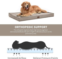 Outdoor Extra Large Dog Bed, Jumbo Waterproof Dog Bed for Large Dogs, Orthopedic Egg Foam Pet Bed Mat with Removable Oxford Cooling Cover, Khaki
