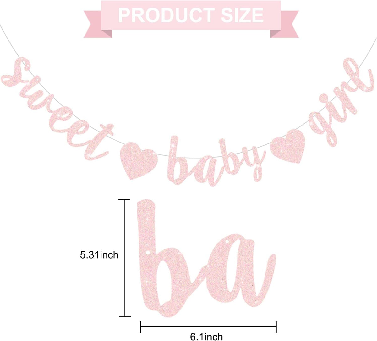 BEISHIDA Pre-Strung Glitter Champagne Girl Baby Banner Baby Shower - Light Pink - image 3
