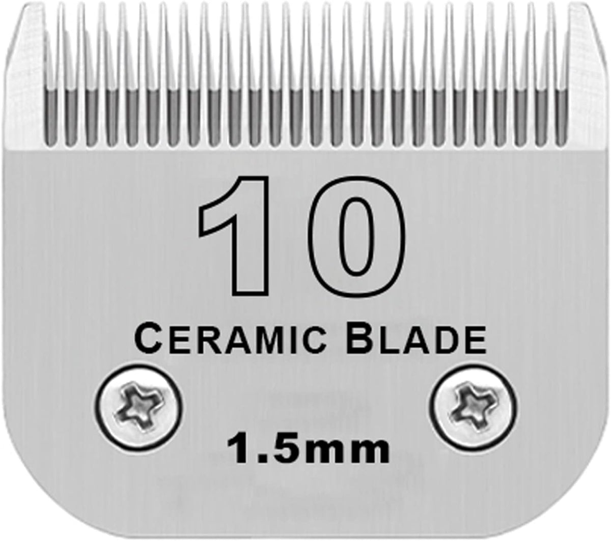 10# Grooming Ceramic Pet Clipper Blades Compatible with Andis & Oster - Silver / 10# 1.5mm