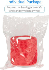Self Adhesive Bandage Wraps 2 Inch x 5 Yards Athletic Tape Elastic Bandage Wrap for Wrist Ankle Finger Sports Tape Pet Vet Wrap for Dogs Breathable Cohesive Bandage, 12 Pack