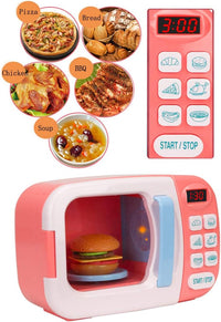 BoterLun toy microwave play set with light-up buttons, play food and colorful play dough - view 5