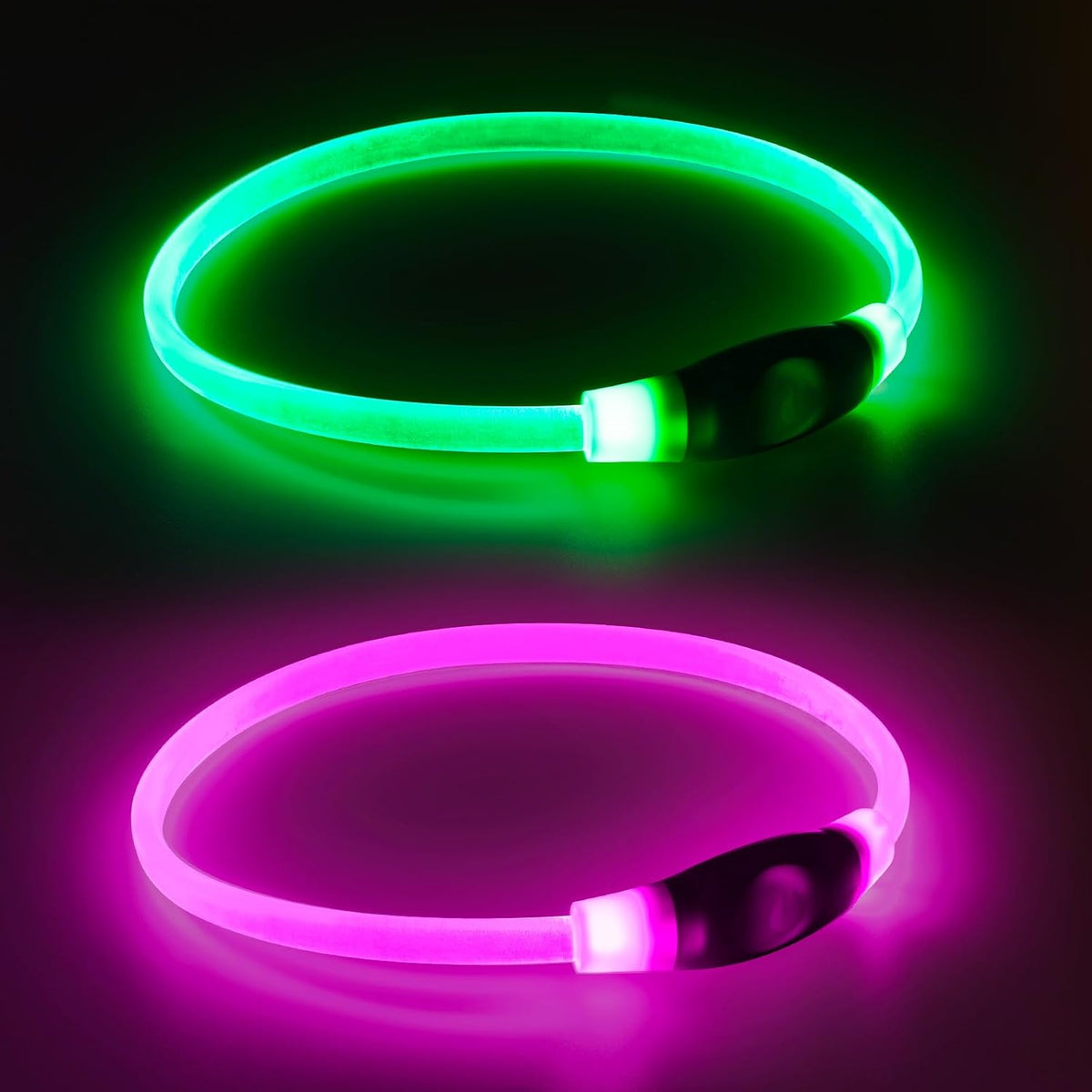 2 Packs Light Up Dog Collar - Green+Pink