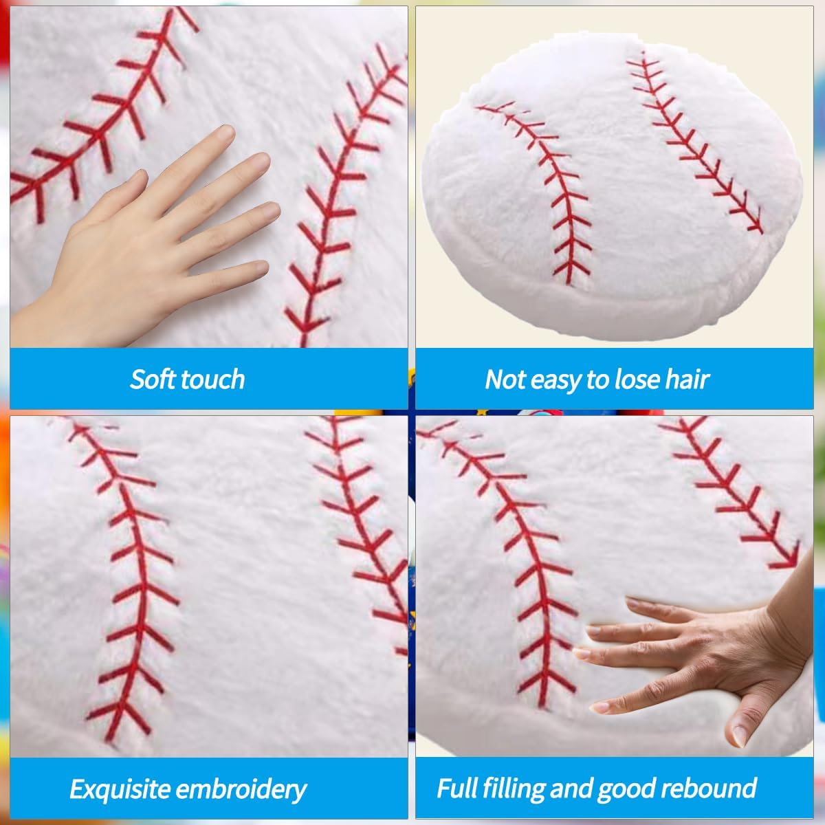 14" Volleyball Plush Pillow Soft Throw Toy for Kids Room Decoration – Fun for Kids & Family - Baseball / 14" - image 2