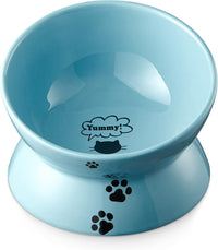 Y YHY Cat Bowl Anti Vomiting, Raised Food Bowls - 5 Inches / Lake Blue