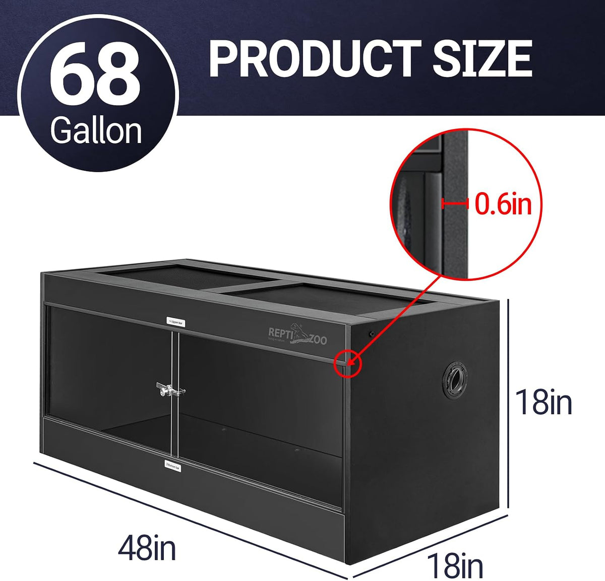 REPTI ZOO 50 Gallon PVC Reptile Enclosure - 48x18x18" - image 2