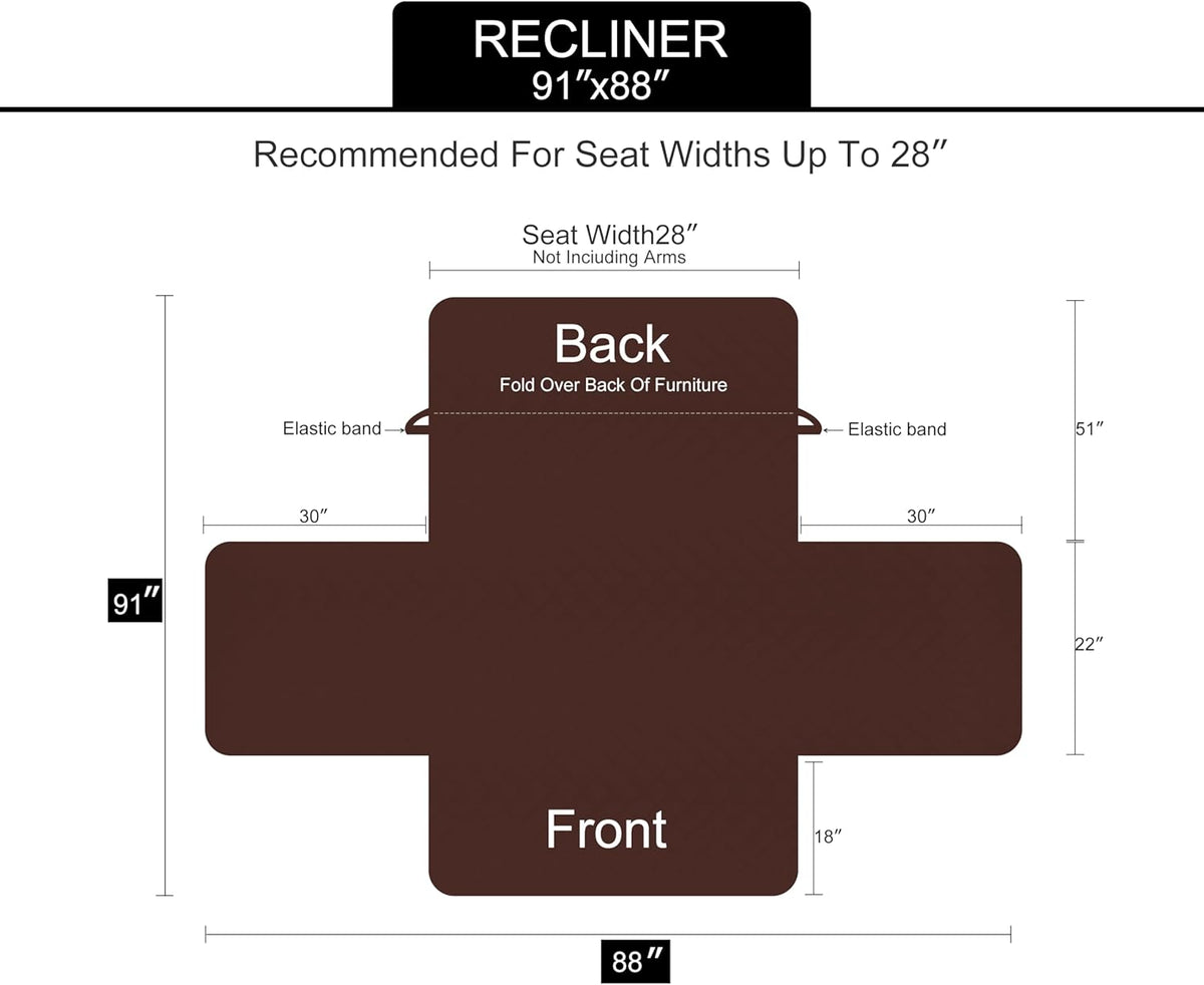 U-NICE HOME Loveseat Sofa Cover for 2 Cushion Couch, Dark Grey – Essentials for Pets - Dark Grey/Light Grey / 28''recliner-oversized - image 3