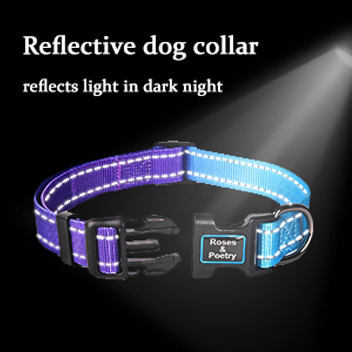 Roses&Poetry Reflective Dog Collar with Gradient Mistyrose - Medium / Golden,Violet,Purple - image 3
