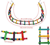 Bird Ladder Toys Coloured Flexible Parrot Swing Bridge Wooden - 39 in (16 Steps) - image 2
