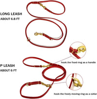 Multi Function 8ft Leather Dog Leash - Red / 8ft*3/8inch - image 3