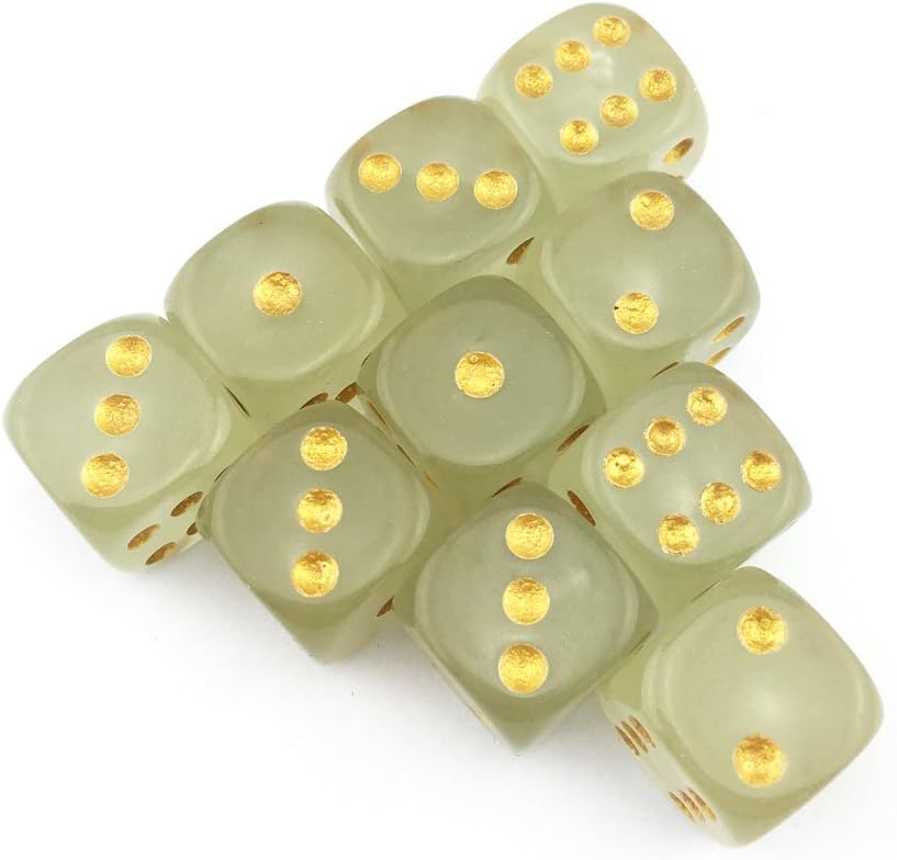 Smartdealspro 10-Pack D6 Six Sided Glow in The Dark Dice Die for DND - 16mm golden dots（10pcs） - image 2