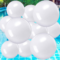 Sinmoe 12 pack white beach balls in 16 and 24 inch sizes, inflated