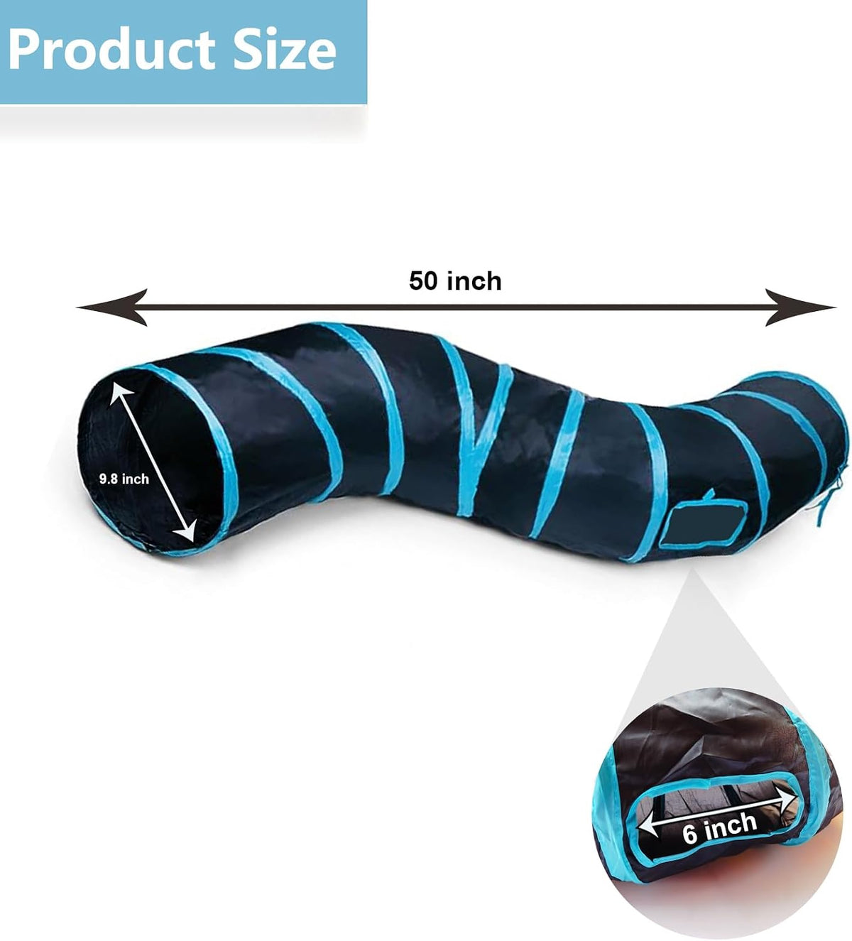 Cat Tunnel Tube Toys，Tunnels for Indoor Cats - S - 2 Way Black Blue - image 3