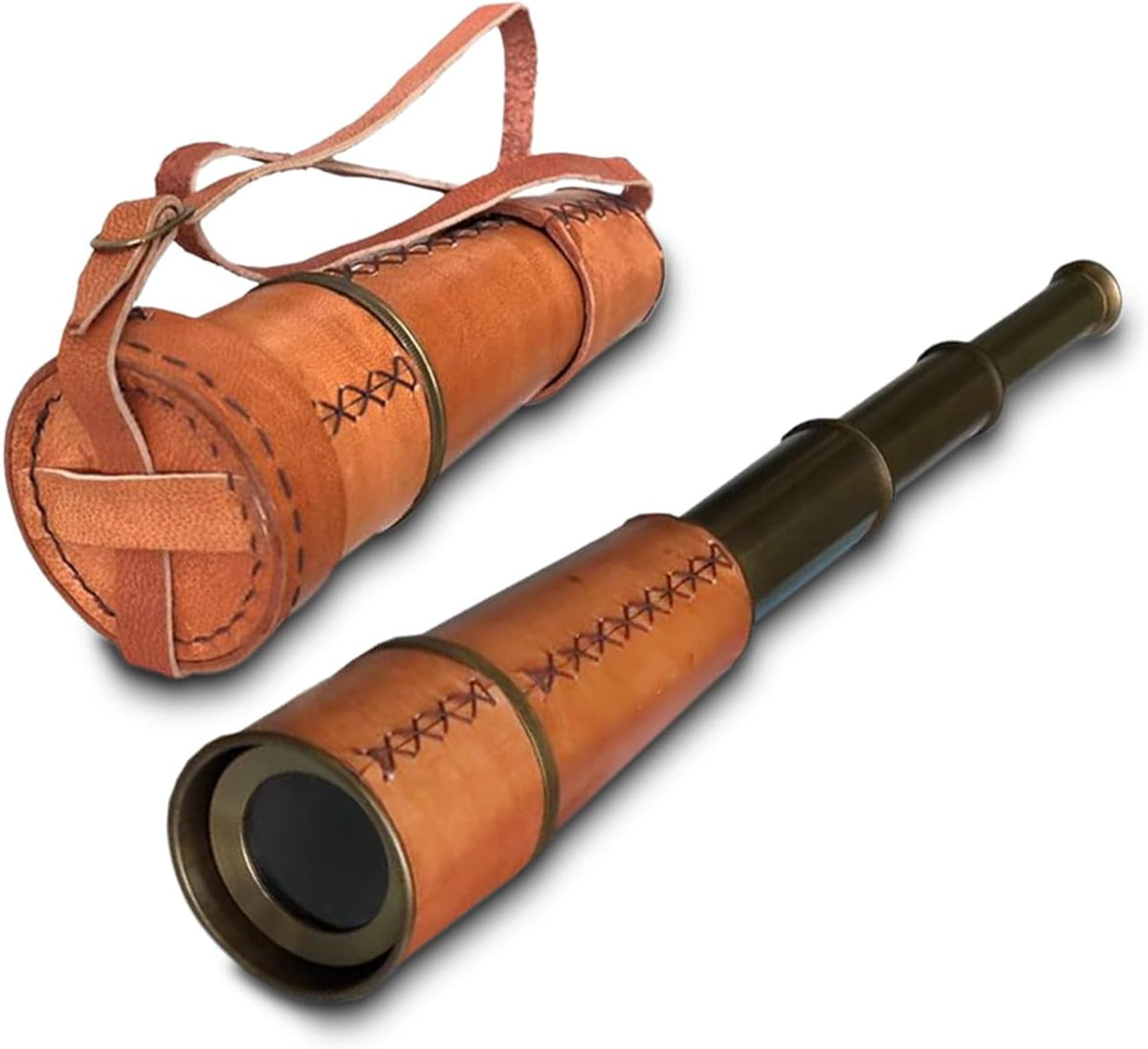 NauticalMart 18 inch handcrafted brass nautical spyglass telescope with leather wrap