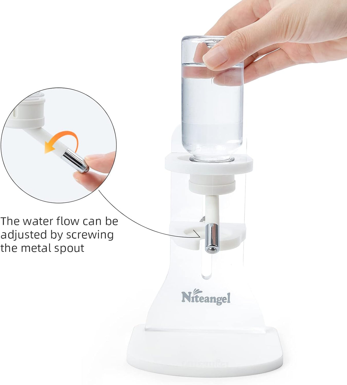 Niteangel Water Bottle with Stand for Syrian Dwarf Hamsters Gerbils - Transparent - image 4