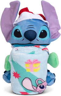 Northwest Character Hugger Pillow & Silk Touch Throw Blanket Set - Lilo & Stitch Holiday Jammies - image 2
