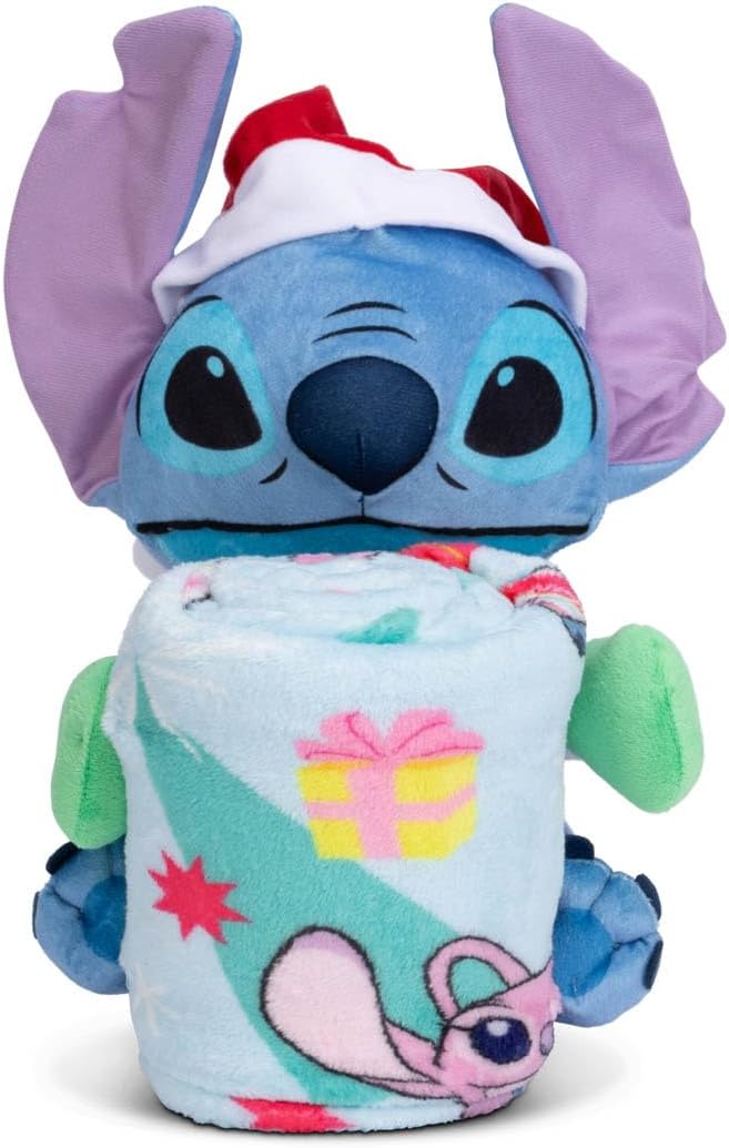 Northwest Character Hugger Pillow & Silk Touch Throw Blanket Set - Lilo & Stitch Holiday Jammies - image 2