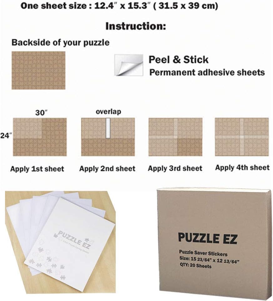 Puzzle Glue Sheets Clear Extra Large Puzzle Saver Peel and Stick - 20 Sheets - image 2