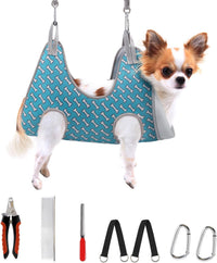 Supet Dog Grooming Hammock for Nail Trimming - 2XS( Max 8 Lb:Leg space: 3.7"-8.7") / Coral Blue