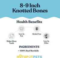 hotspot pets 8-9 Inch Large Rawhide Dog Chew Bones - (20 Pack) Made from Grass Fed Cows - Great for Dental & Oral Care for Aggressive Chewers Large Dogs