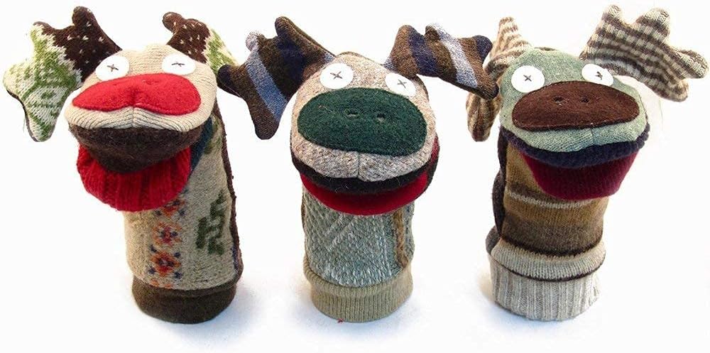 Cate and Levi reclaimed wool hand puppet, handmade dog in mixed colors, 12 inches - view 16