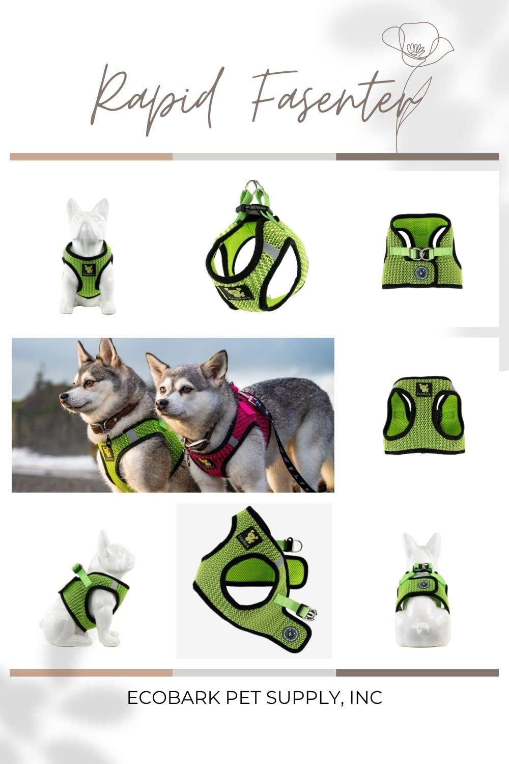EcoBark XXS Dog Harness, Soft Step in Teacup Puppy Mesh Vest - XL- 20 to 26 lbs - Chest Up to 20 in (Pack of 1) / Neon Green Sport - image 4