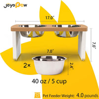 Elevated Dog Bowls, Bamboo Raised Dog Bowl Stand – Essentials for Dogs - Teak - White / Medium: 7'' Tall-40oz Bowl - image 2