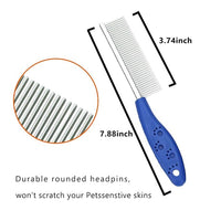 Pet Comb for Dogs & Cats,Small Dog & Cat Grooming Comb 2 Combs,Pet Stainless Steel Teeth Cats Comb for Removing Matted Fur, Knots & Tangles,Shedding Comb,Blue